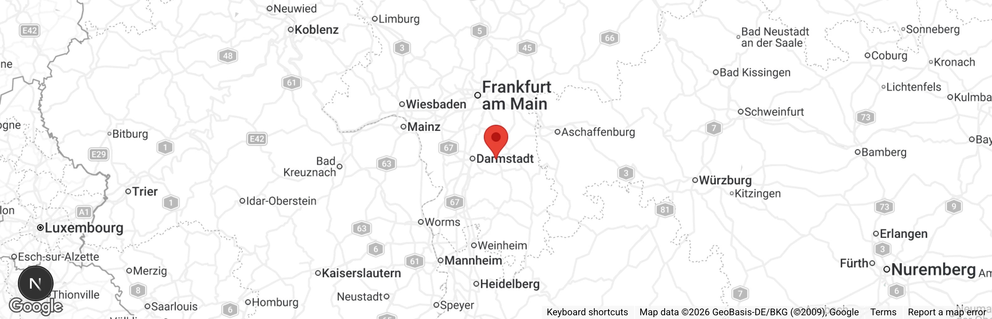 Map showing location of Tierfreunde Dieburg e.V. Tierauffangstation 'Daktari'