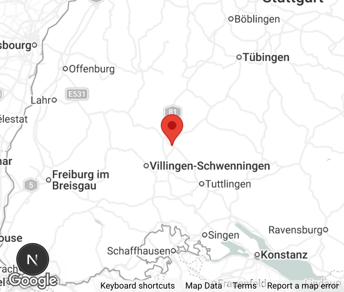 Map showing location of Tierheim Prof. Konrad Mayer Rottweil