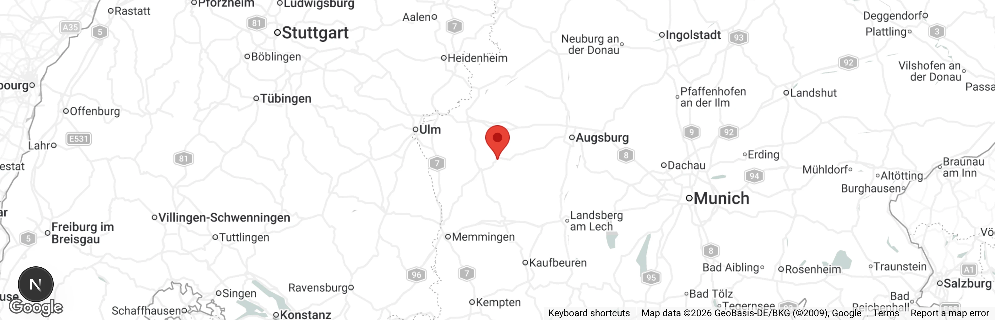Map showing location of Tierschutzverein Thannhausen e.V.