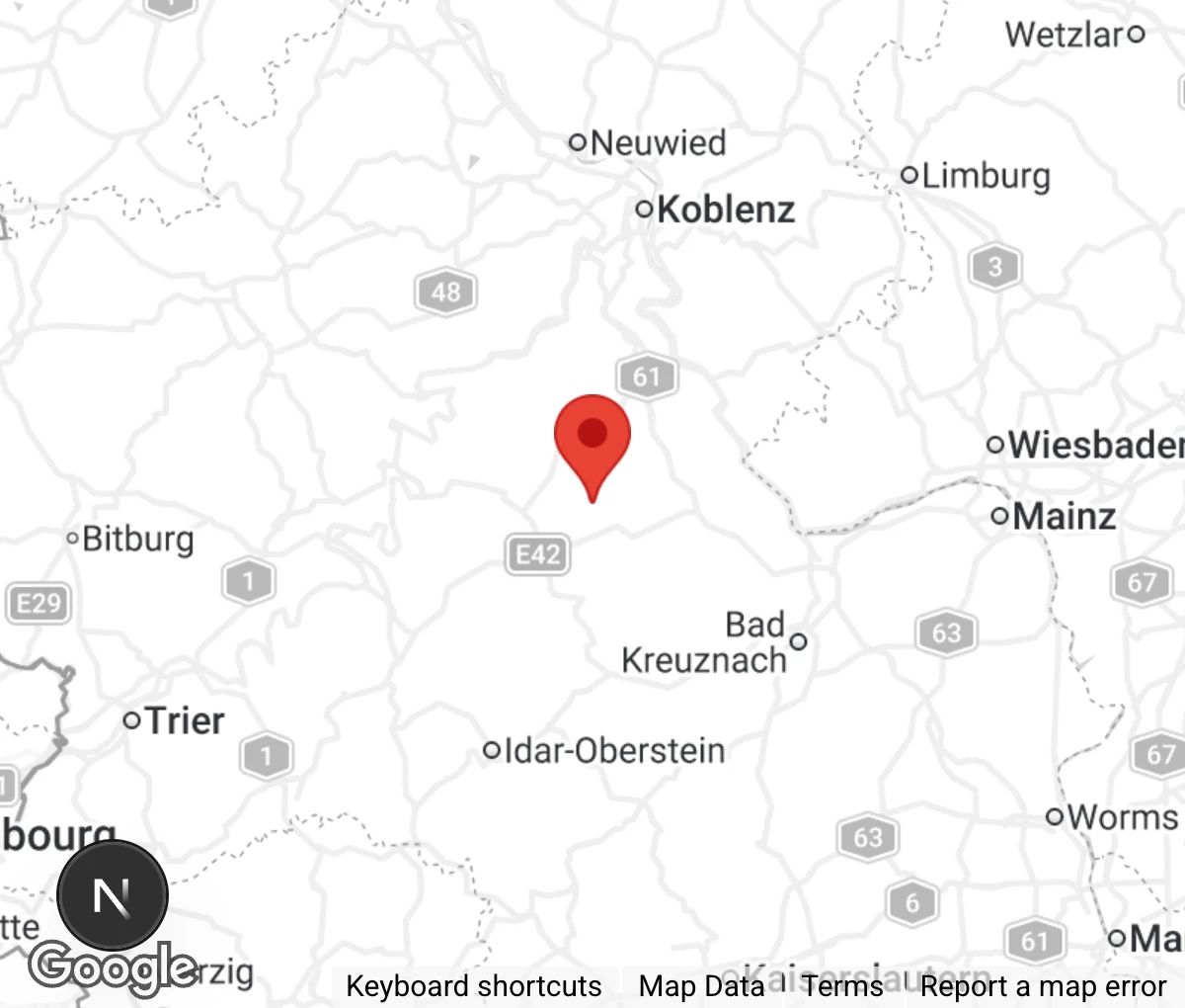 Map showing location of Tierhilfe Rhein-Hunsrück e.V.