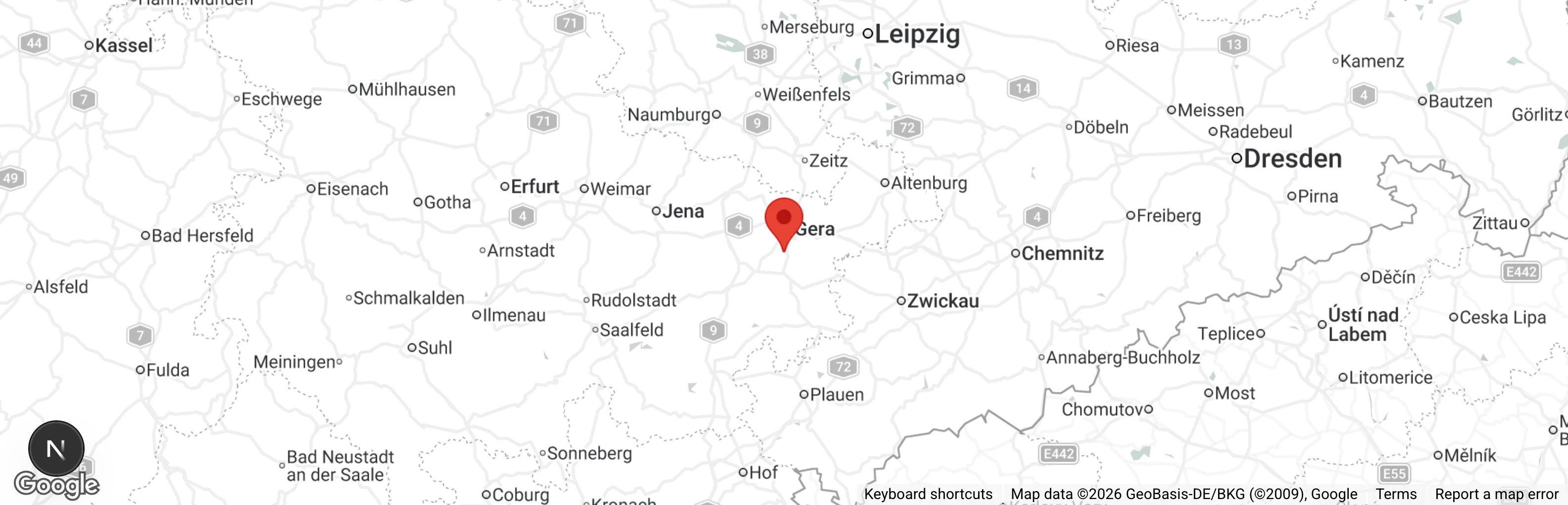 Map showing location of Tierauffangstation Gera