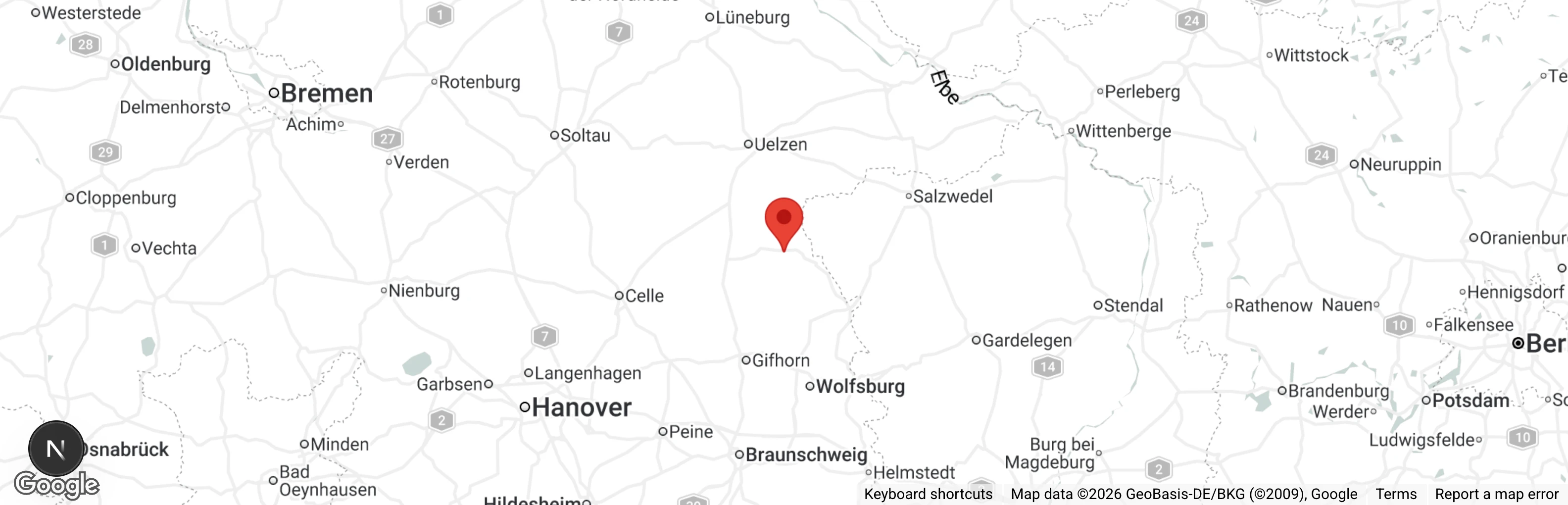 Map showing location of Tierschutzverein Isenhagener Land im Landkreis Gifhorn e. V.