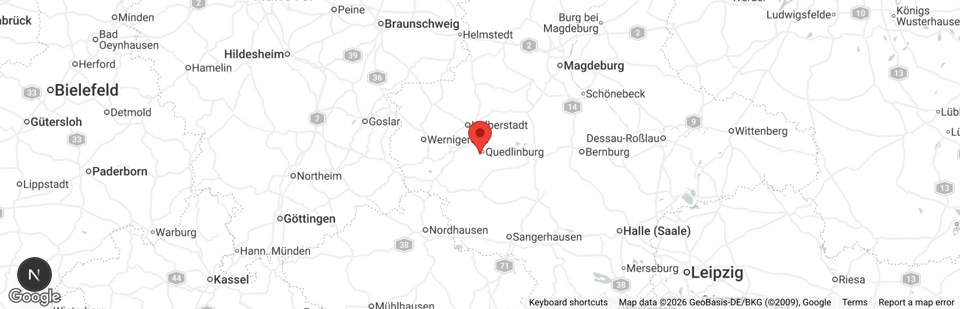 Map showing location of Tierschutzverein Quedlinburg e.V.