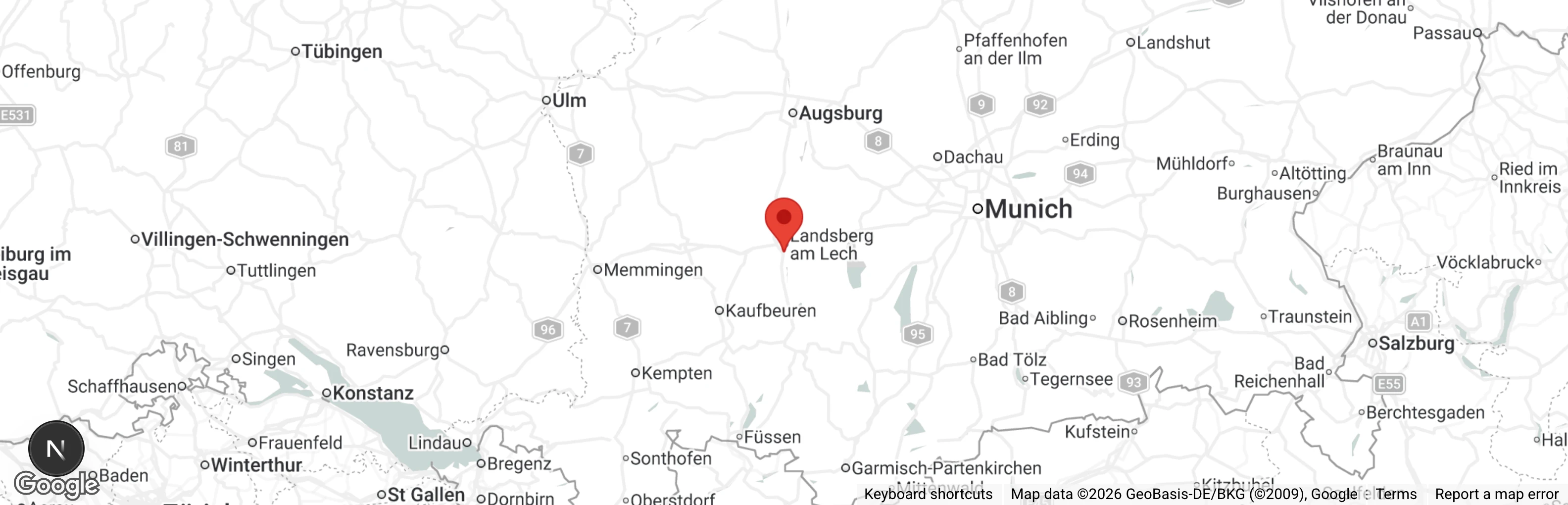 Map showing location of Tierheim Landsberg am Lech
