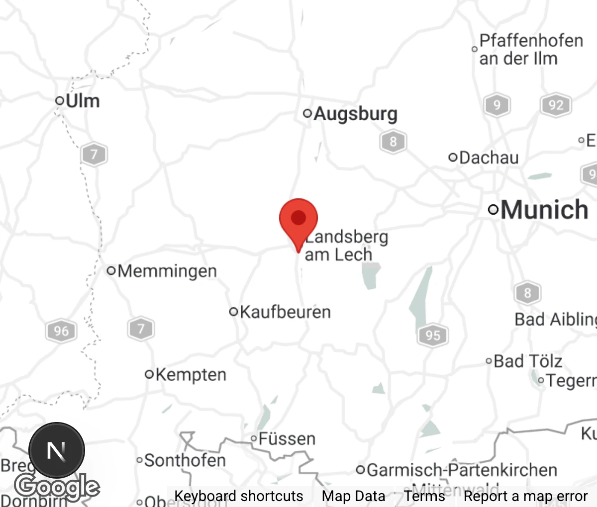 Map showing location of Tierheim Landsberg am Lech