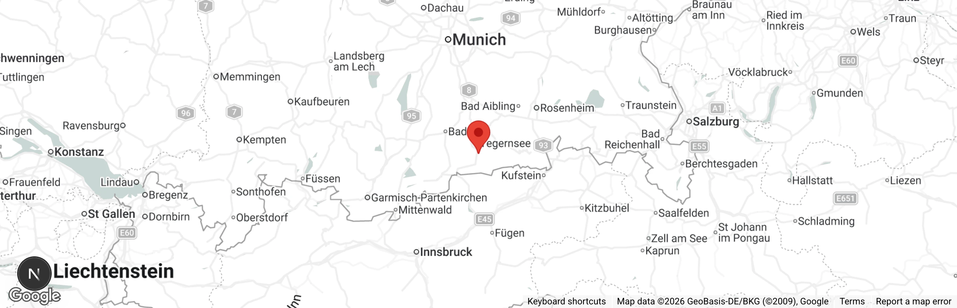 Map showing location of Tierheim Rottach-Egern