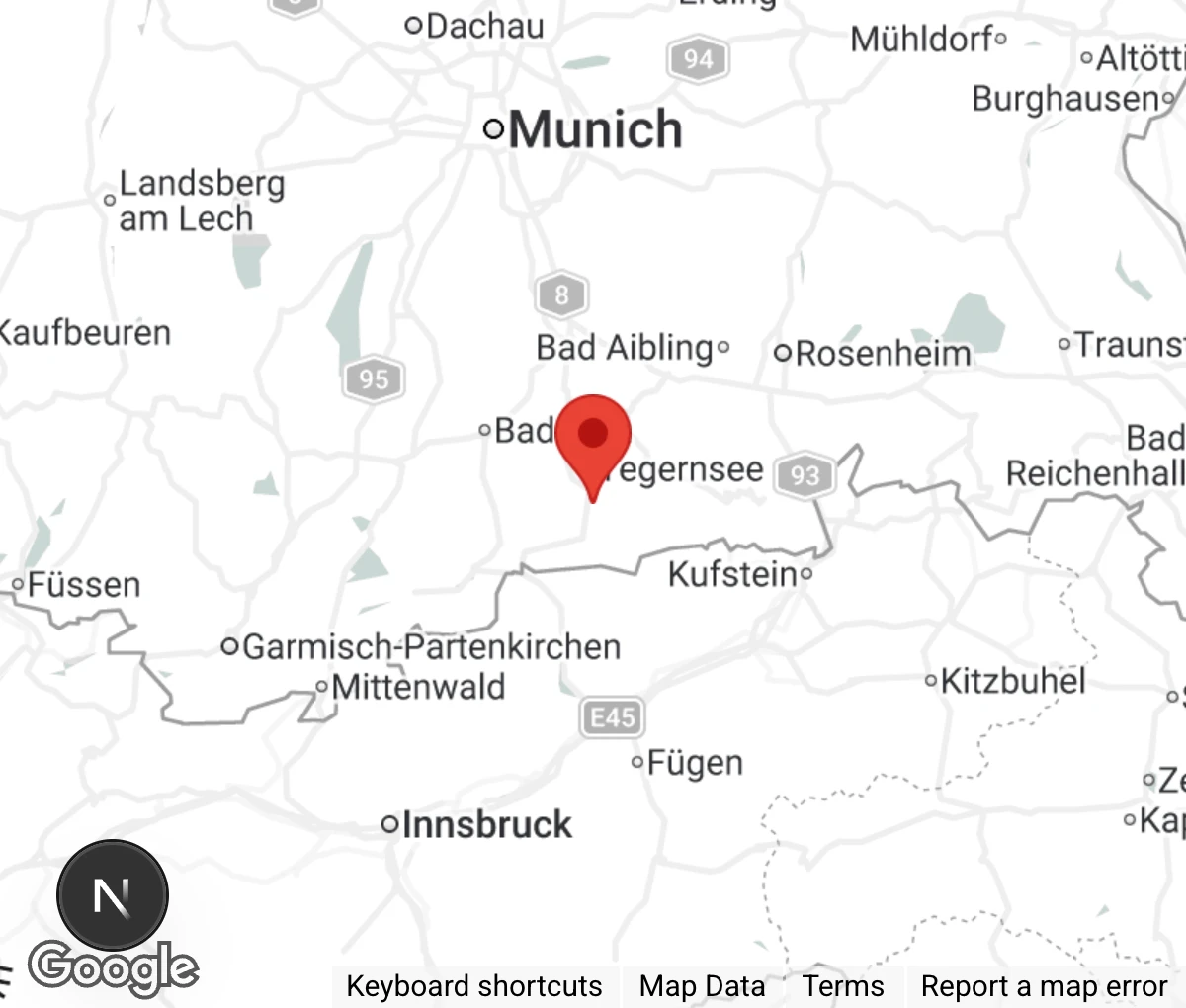 Map showing location of Tierheim Rottach-Egern