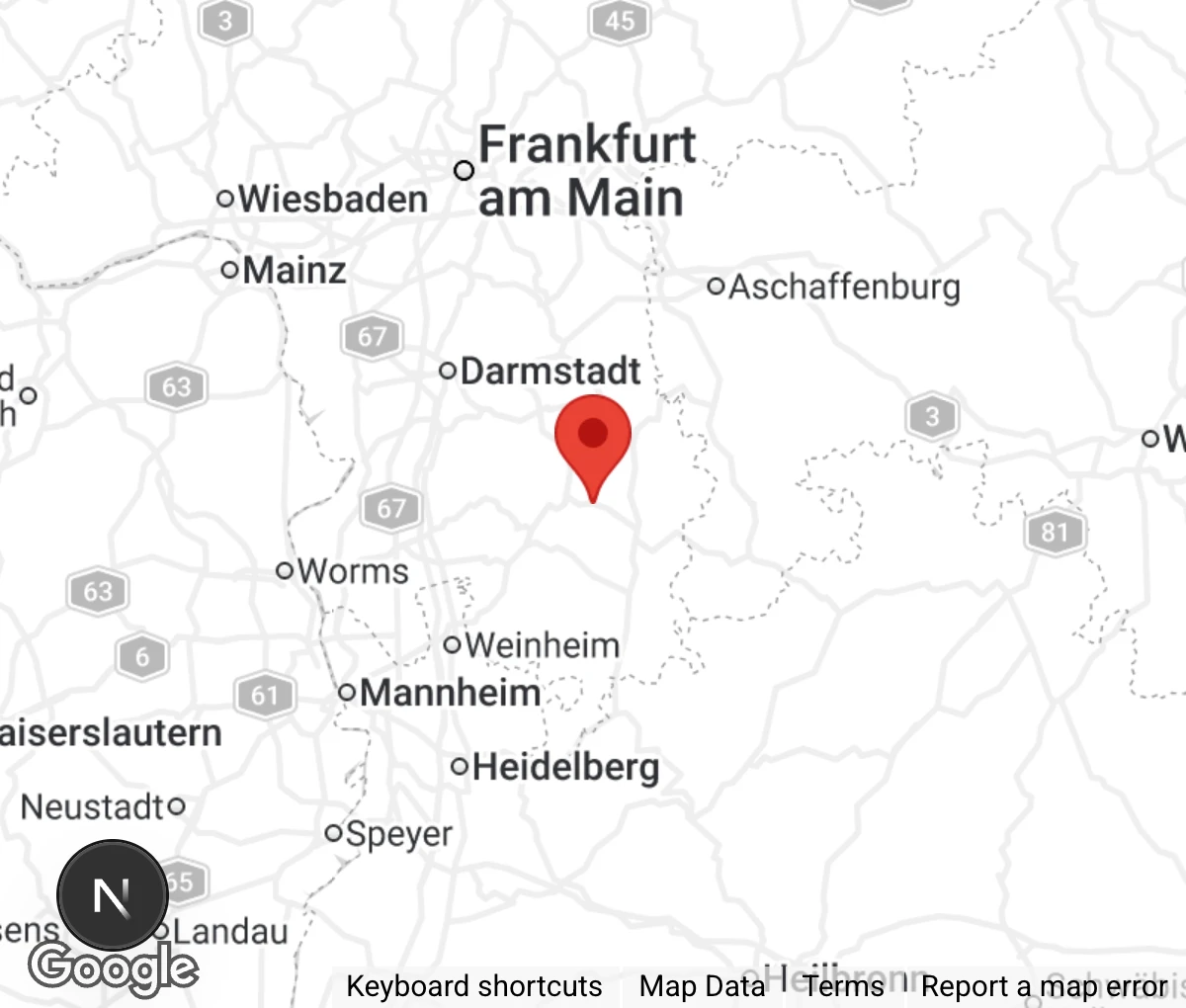 Map showing location of Tiere in Not Odenwald e.V.