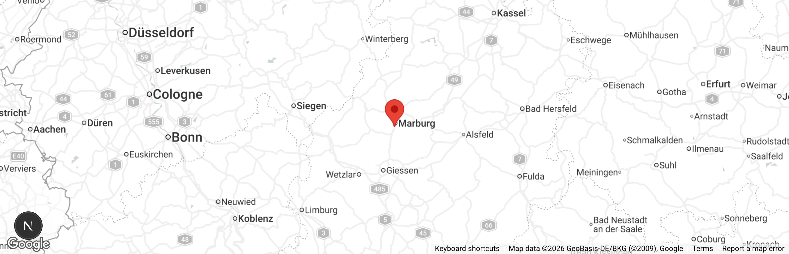 Map showing location of Tierheim Marburg
