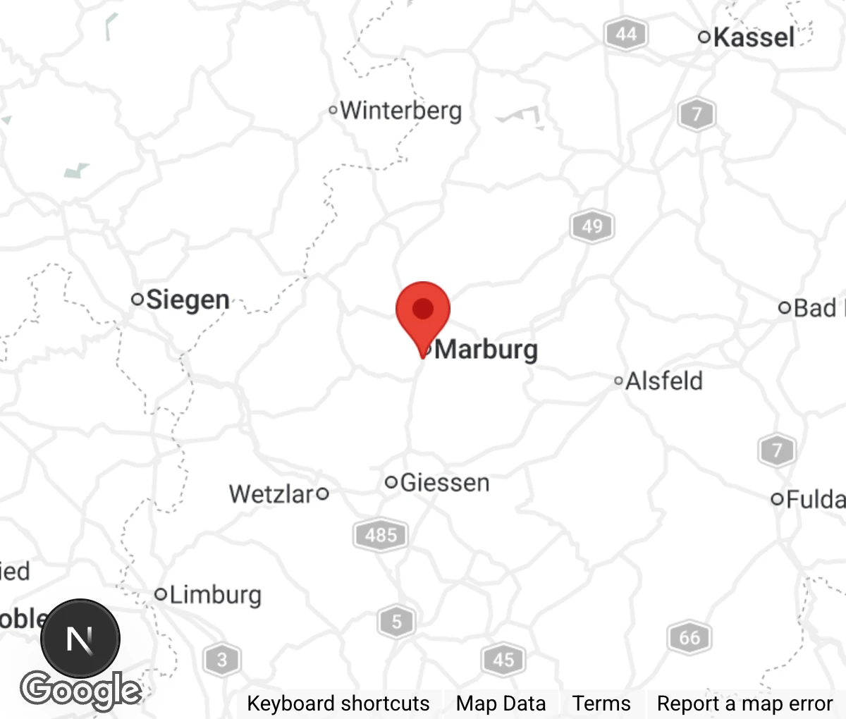 Map showing location of Tierheim Marburg
