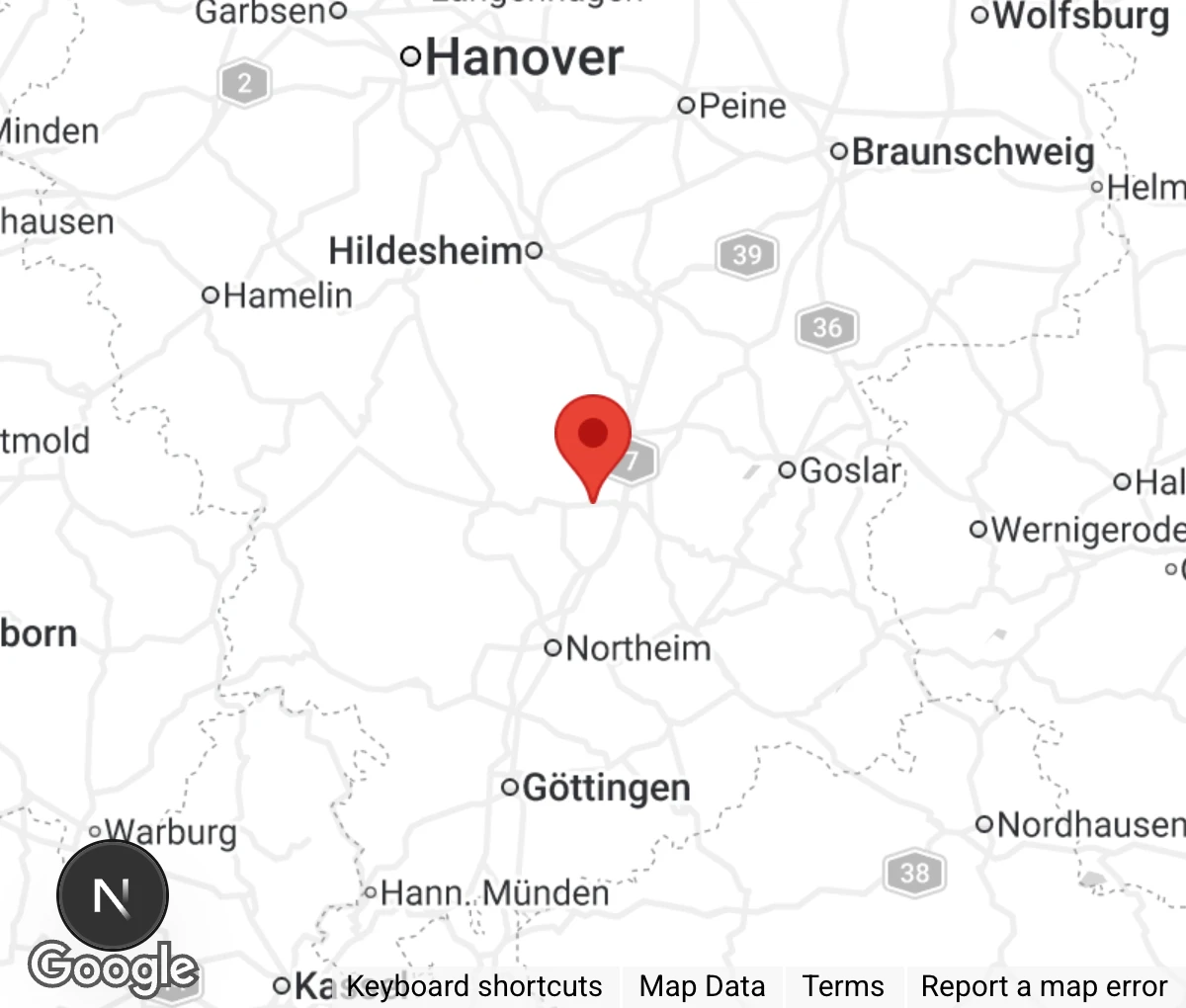 Map showing location of Tierschutz Bad Gandersheim e.V.
