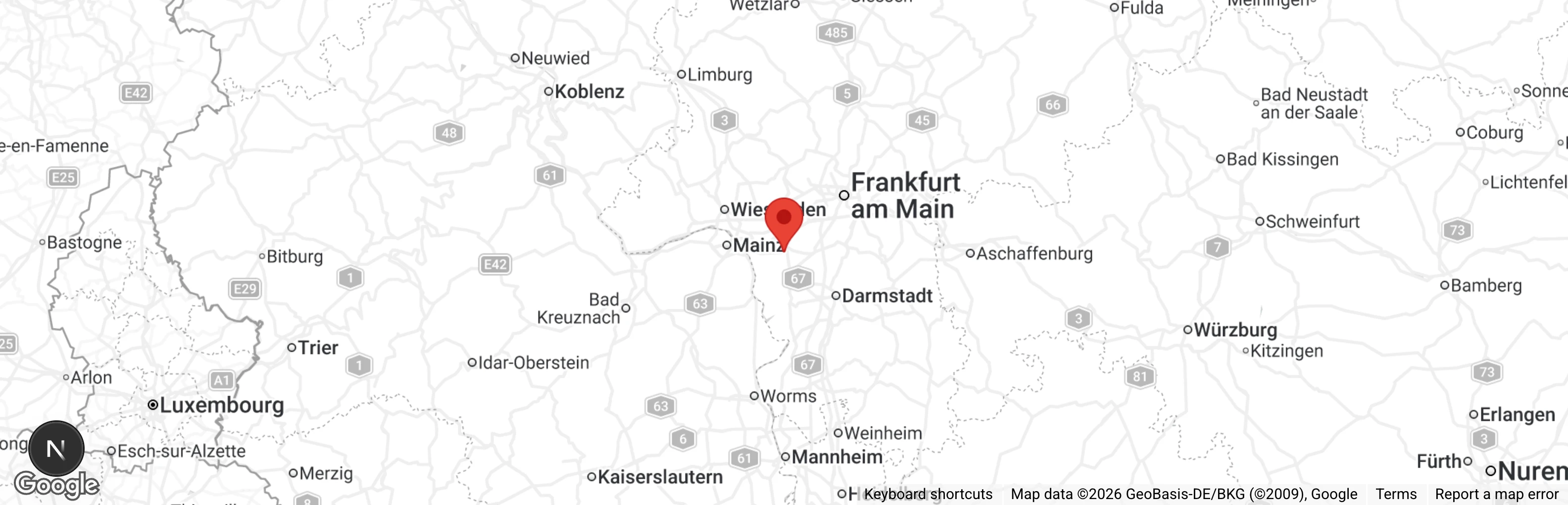 Map showing location of Marianne Friebe Tierheim Rüsselsheim
