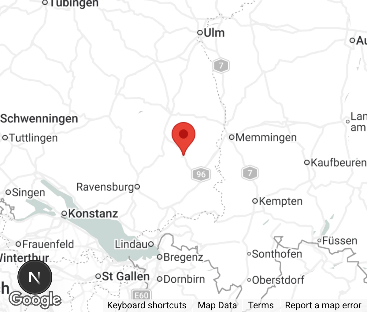 Map showing location of Tierschutzverein Isny im Allgäu e.V.