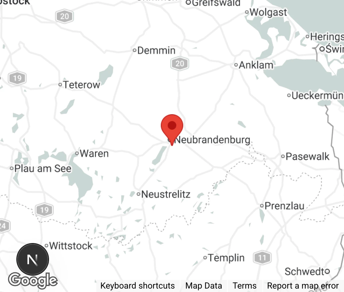 Map showing location of Tierheim Neubrandenburg
