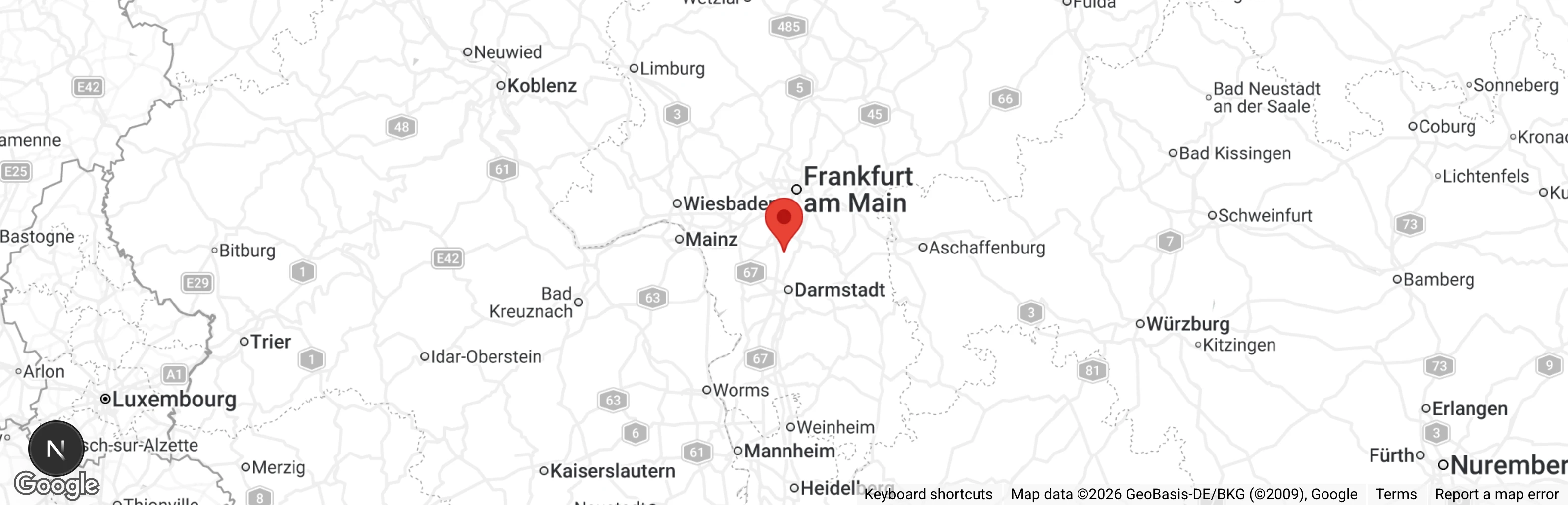 Map showing location of Tier-Rettungs-Dienst-Frankfurt e.V.
