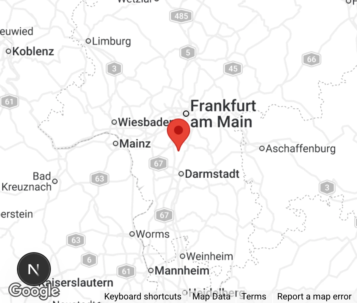 Map showing location of Tier-Rettungs-Dienst-Frankfurt e.V.