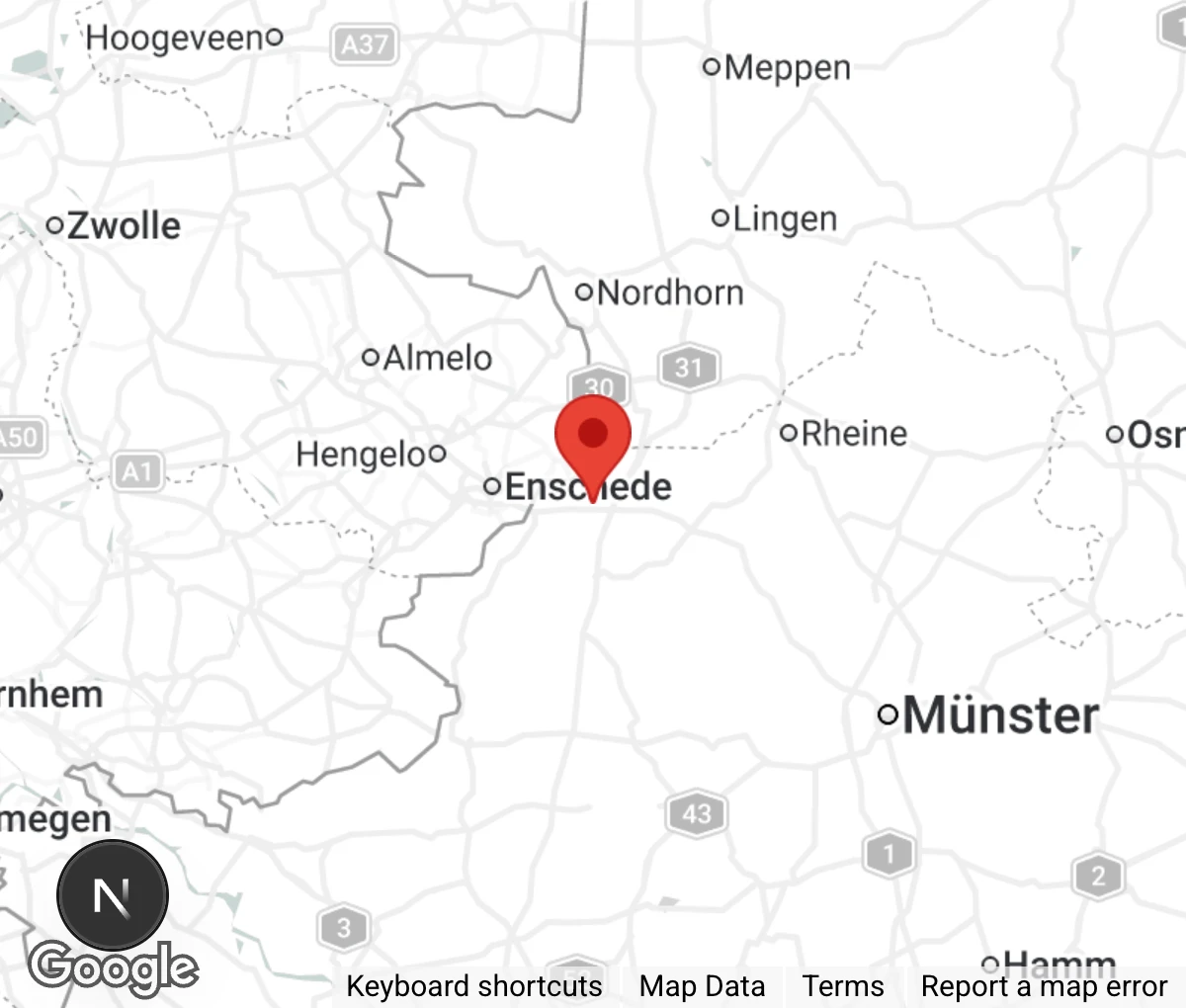 Map showing location of Tierschutzverein Gronau u.U. eV