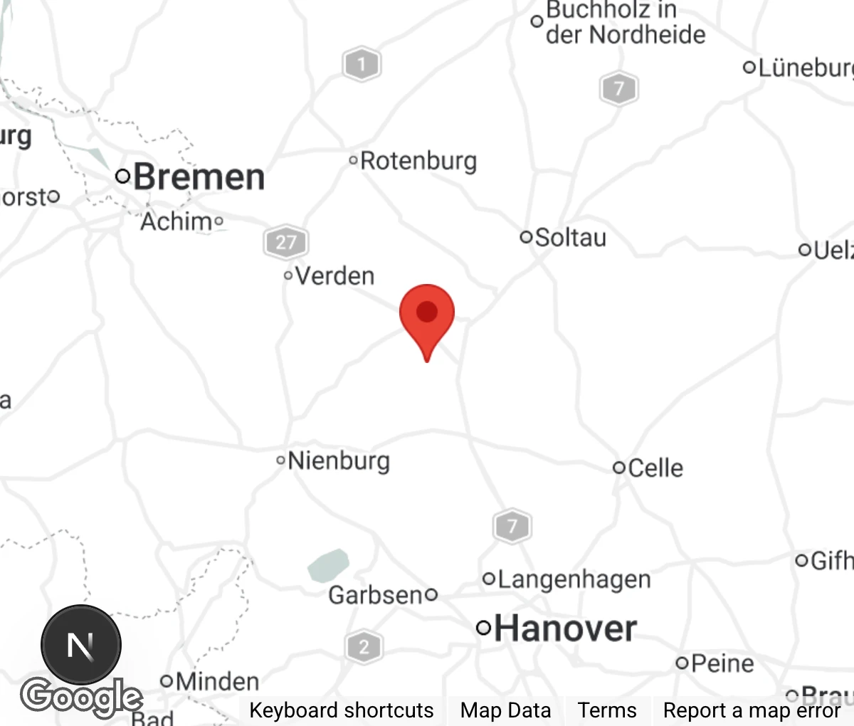 Map showing location of Tierheim Hodenhagen