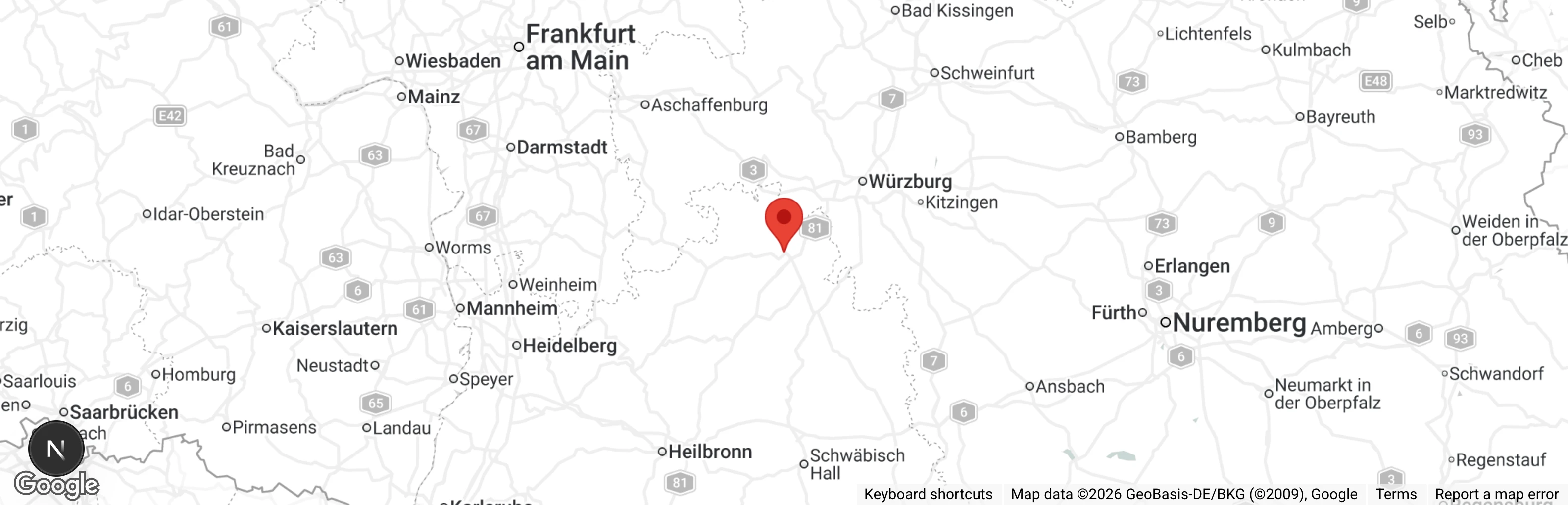 Map showing location of Tierschutzverein Tauberbischofsheim