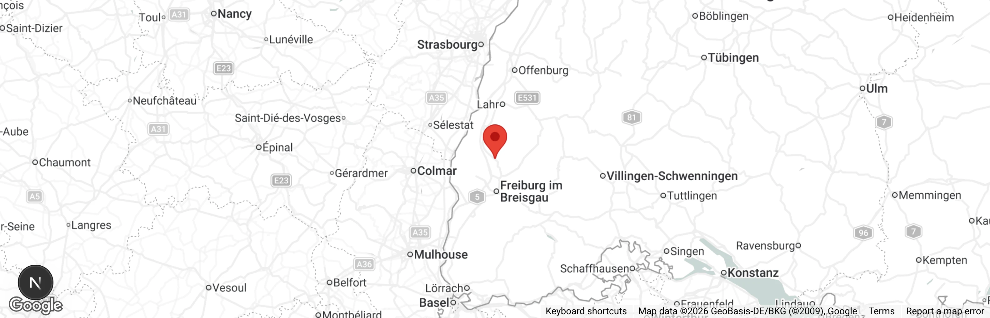 Map showing location of Tierheim Emmendingen