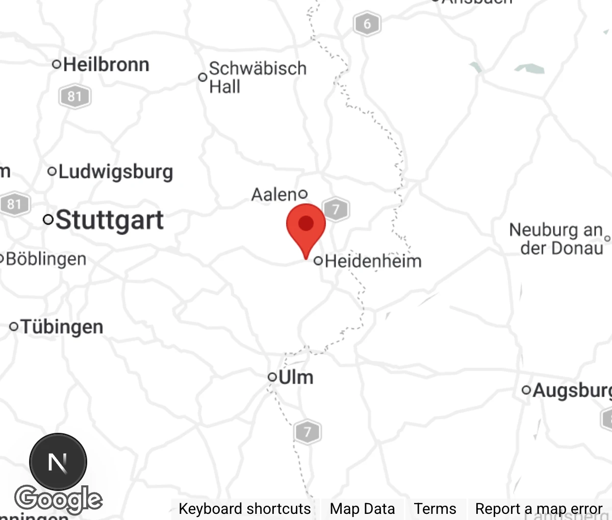 Map showing location of Kreistierheim Heidenheim Am Rehberg