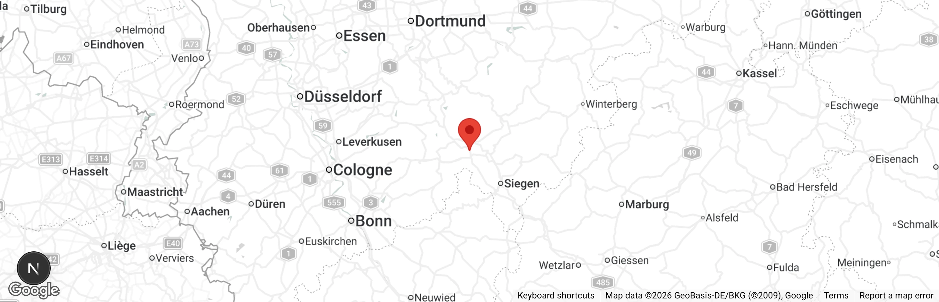 Map showing location of Tierheim Olpe