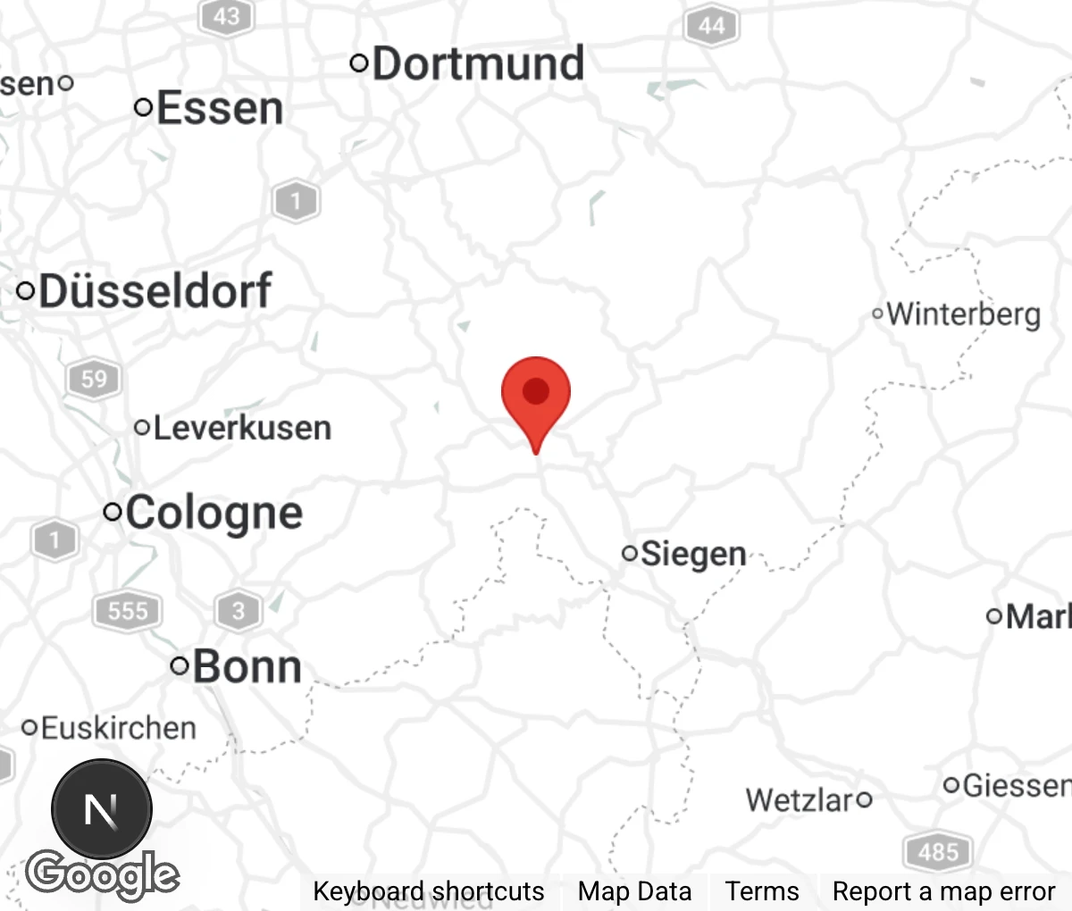 Map showing location of Tierheim Olpe