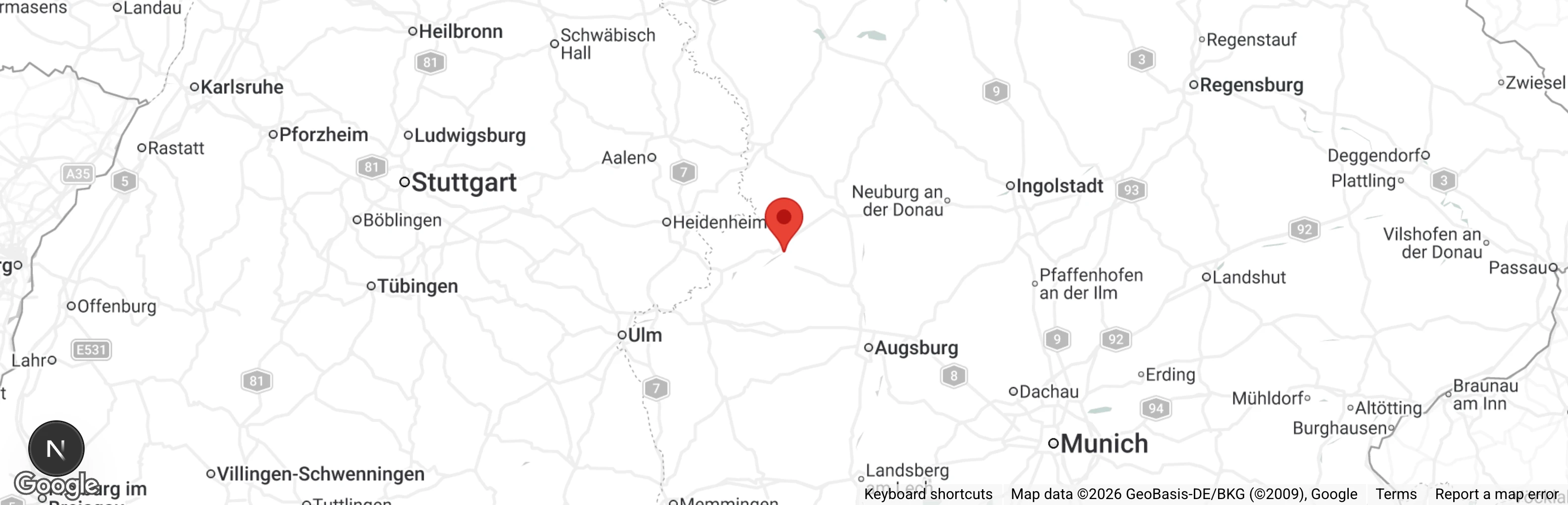 Map showing location of Tierheim Höchstädt