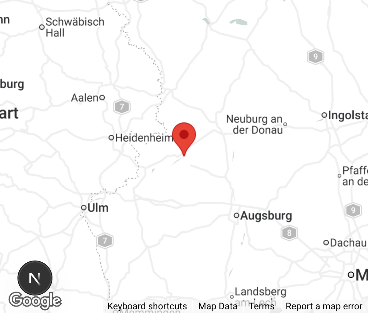 Map showing location of Tierheim Höchstädt