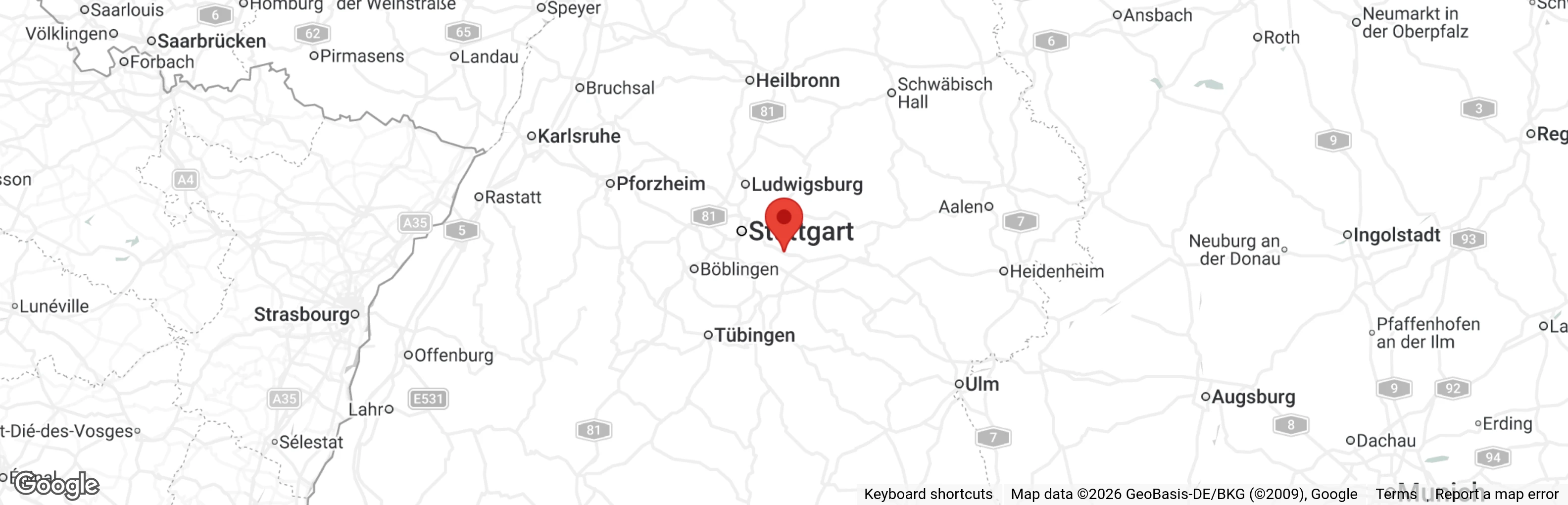 Map showing location of Tierschutzverein Esslingen und Umgebung e.V.