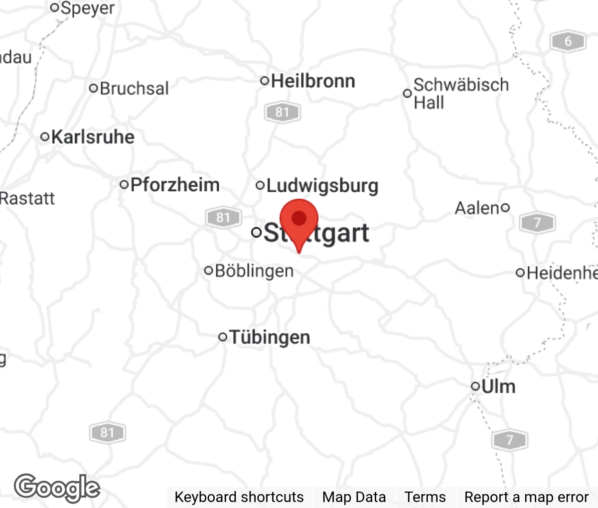 Map showing location of Tierschutzverein Esslingen und Umgebung e.V.