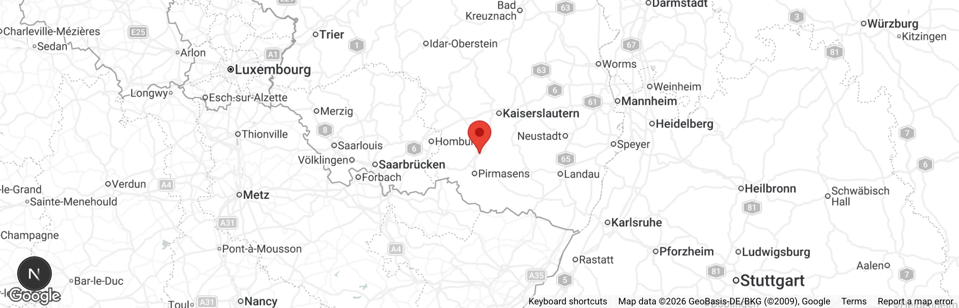 Map showing location of Tierschutzverein Waldfischbach- Burgalben u.U. e.V.
