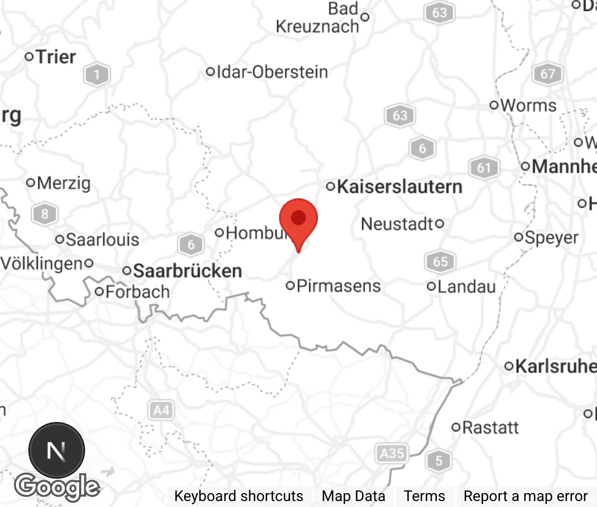 Map showing location of Tierschutzverein Waldfischbach- Burgalben u.U. e.V.