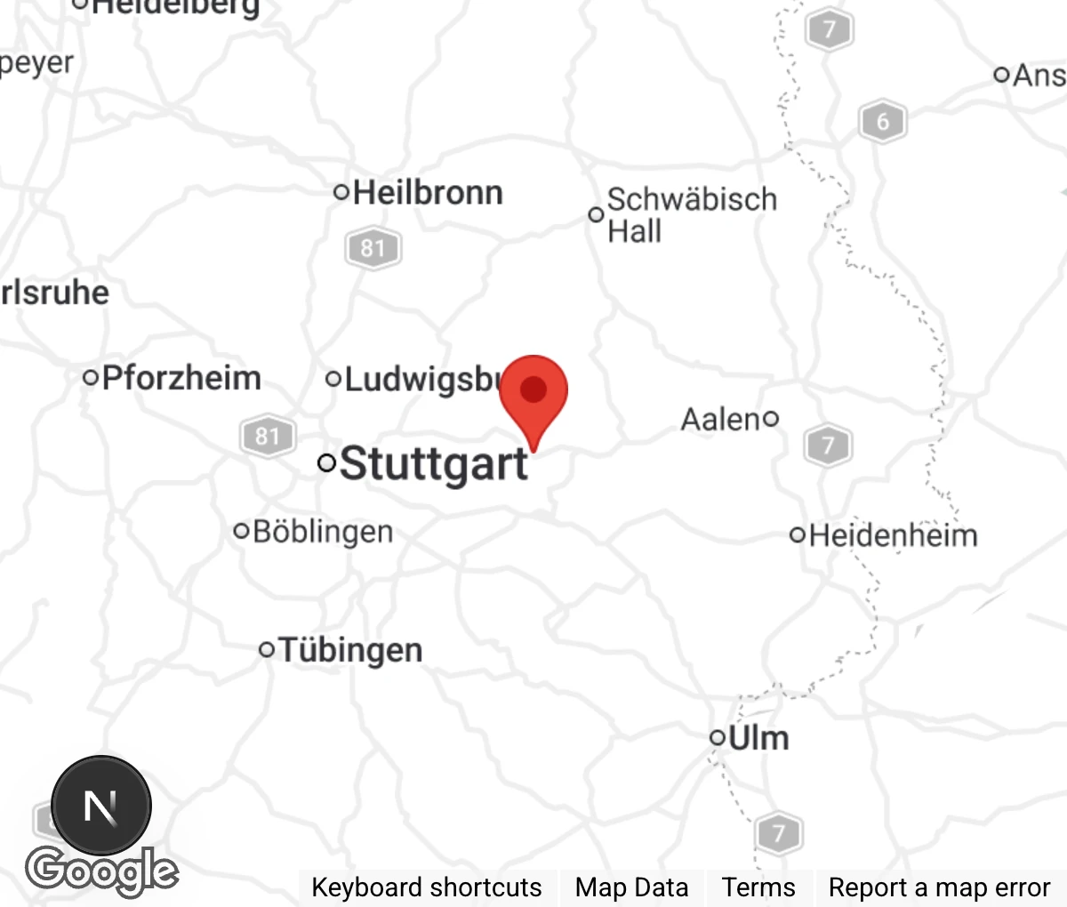 Map showing location of Tier- u. Naturschutz Plüderhausen und Urbach e.V.