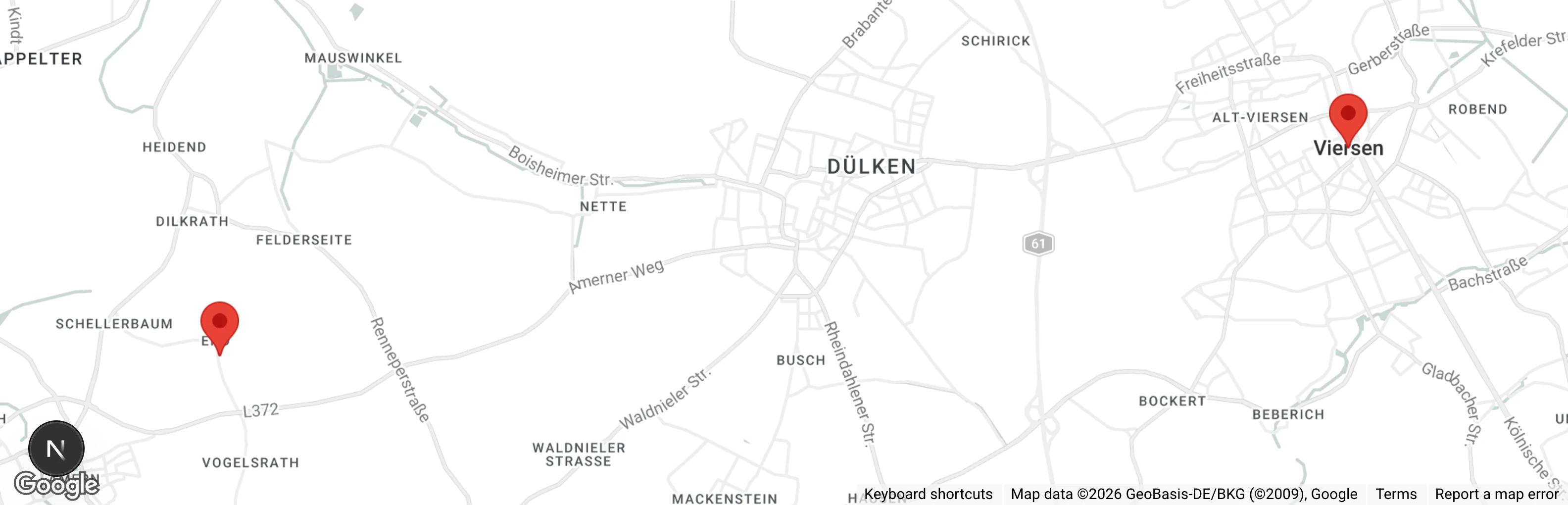 Map showing location of Notfelle Niederrhein e.V.