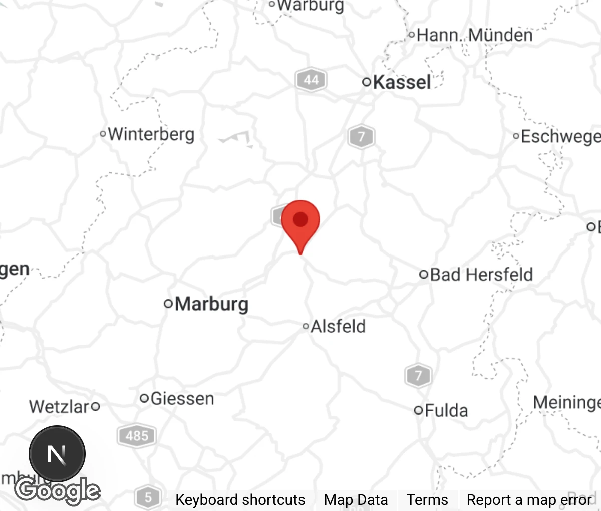 Map showing location of TierNotHilfe Schwalmstadt e.V.