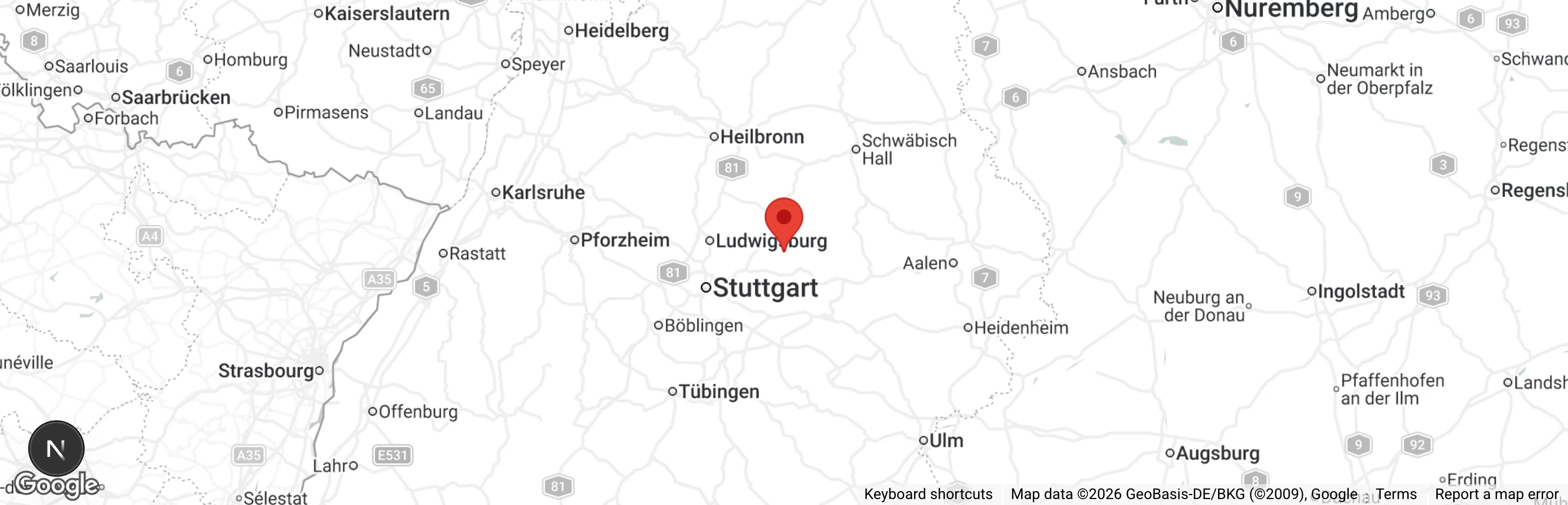 Map showing location of Tierschutzverein Berglen e.V.