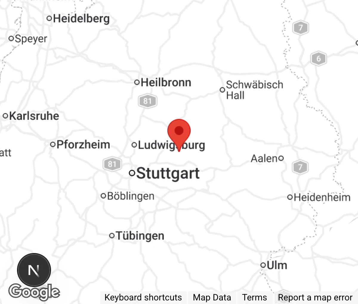 Map showing location of Tierschutzverein Berglen e.V.