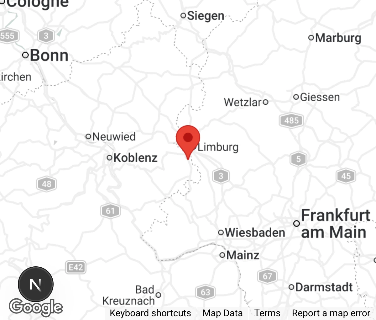 Map showing location of Tierschutzverein Diez u.U. e.V.