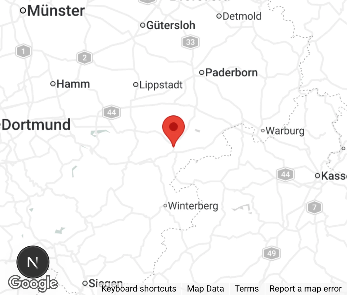 Map showing location of Tierheim Brilon