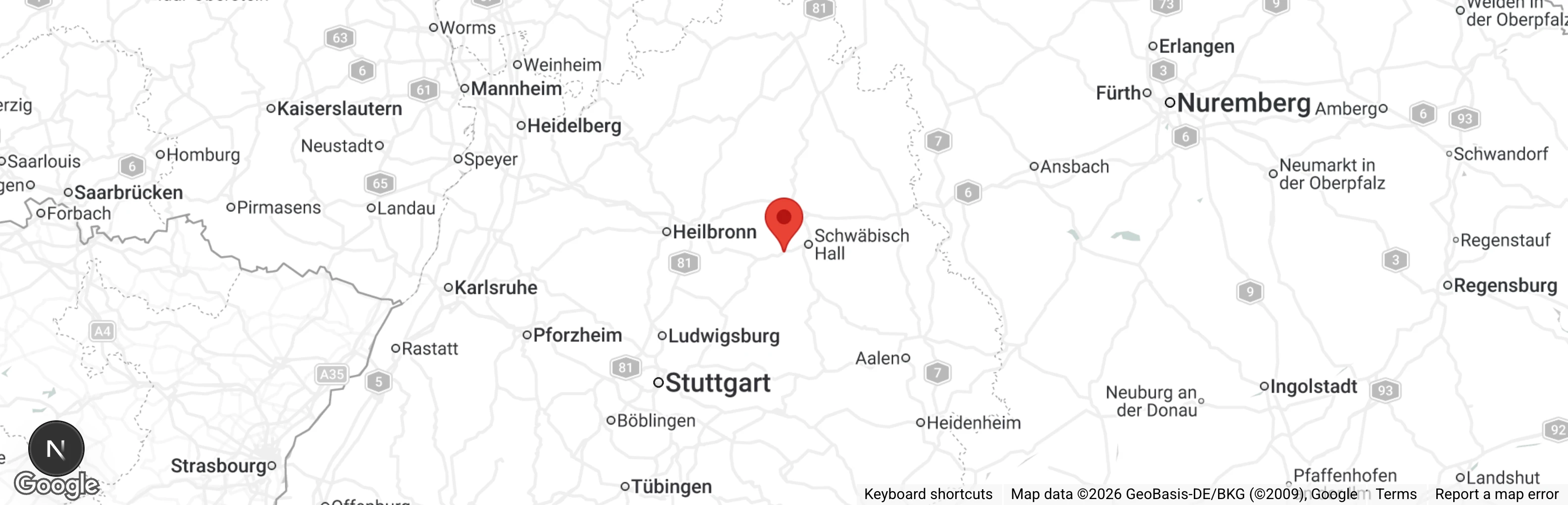 Map showing location of Tierschutzverein Schwäbisch Hall e.V.