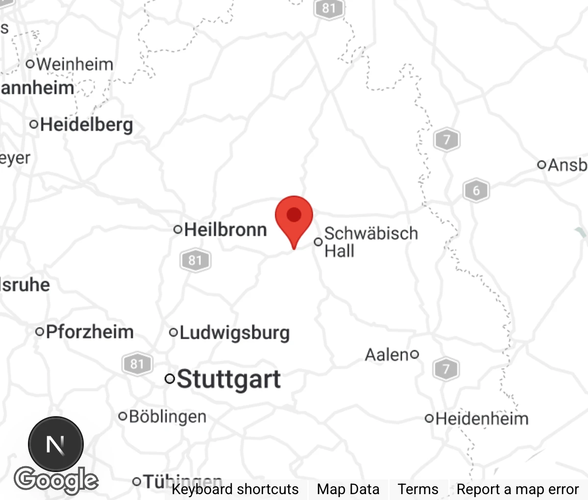 Map showing location of Tierschutzverein Schwäbisch Hall e.V.