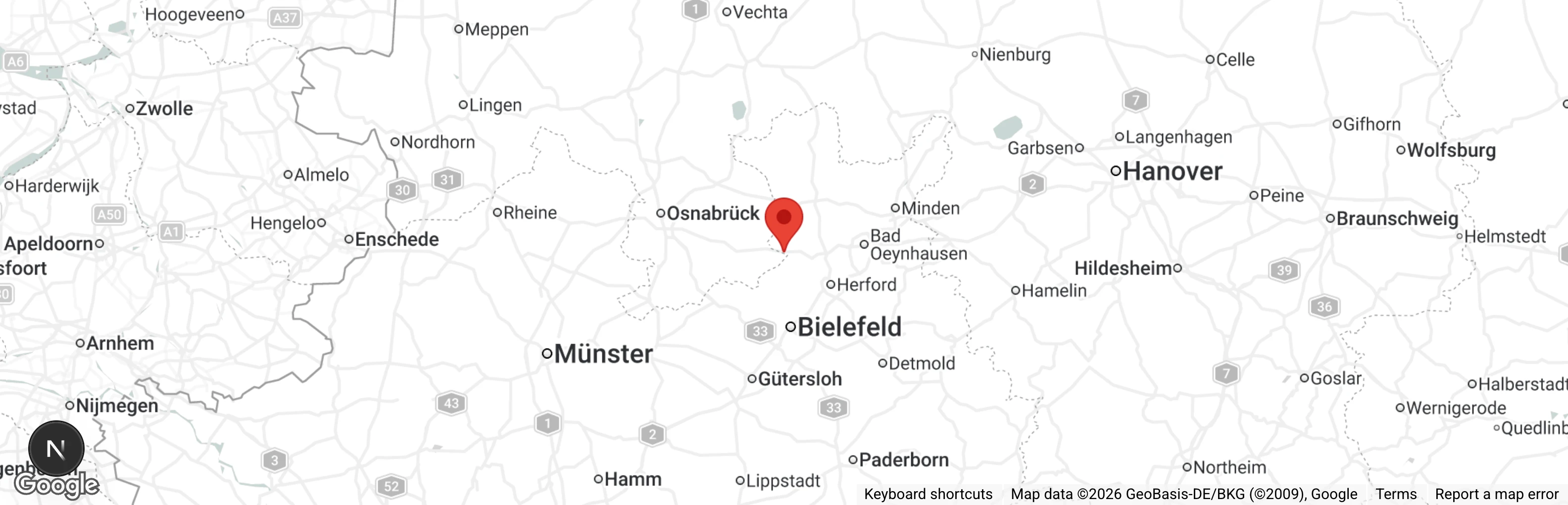 Map showing location of Tierheim Bünde-Ahle/Herford