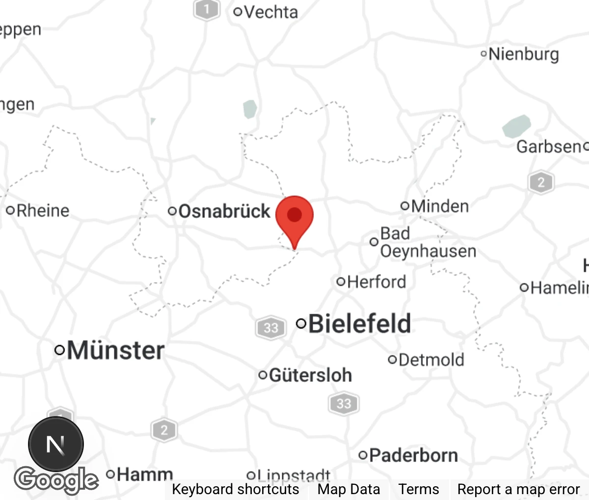 Map showing location of Tierheim Bünde-Ahle/Herford