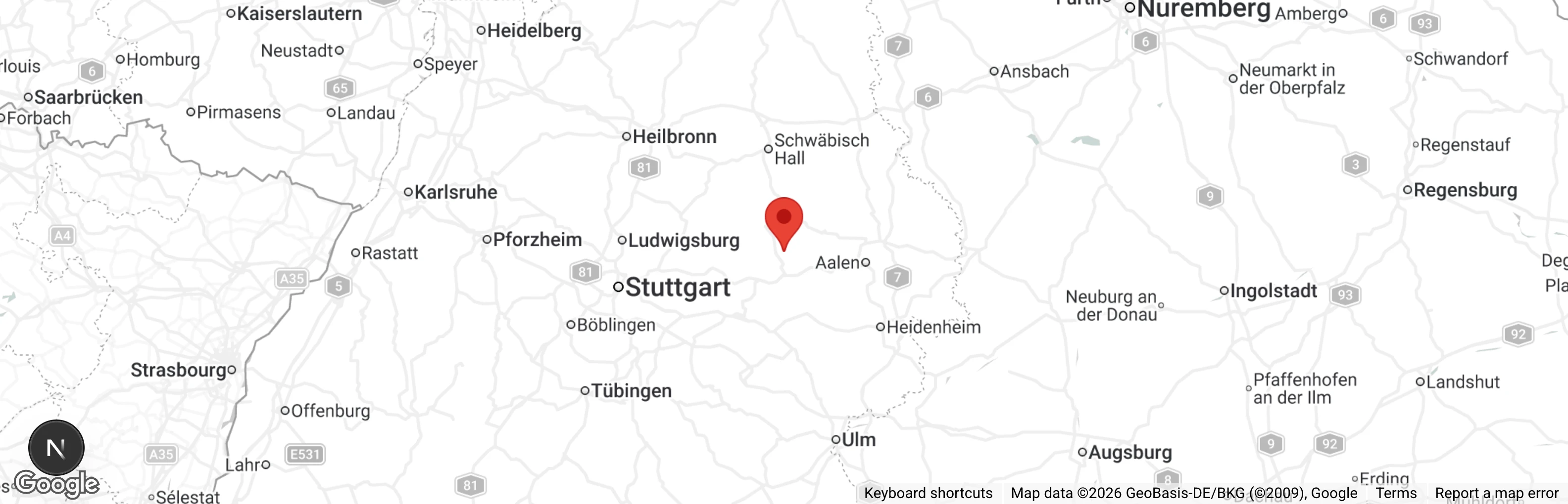 Map showing location of Tierschutzverein Welzheim u. U. e.V.