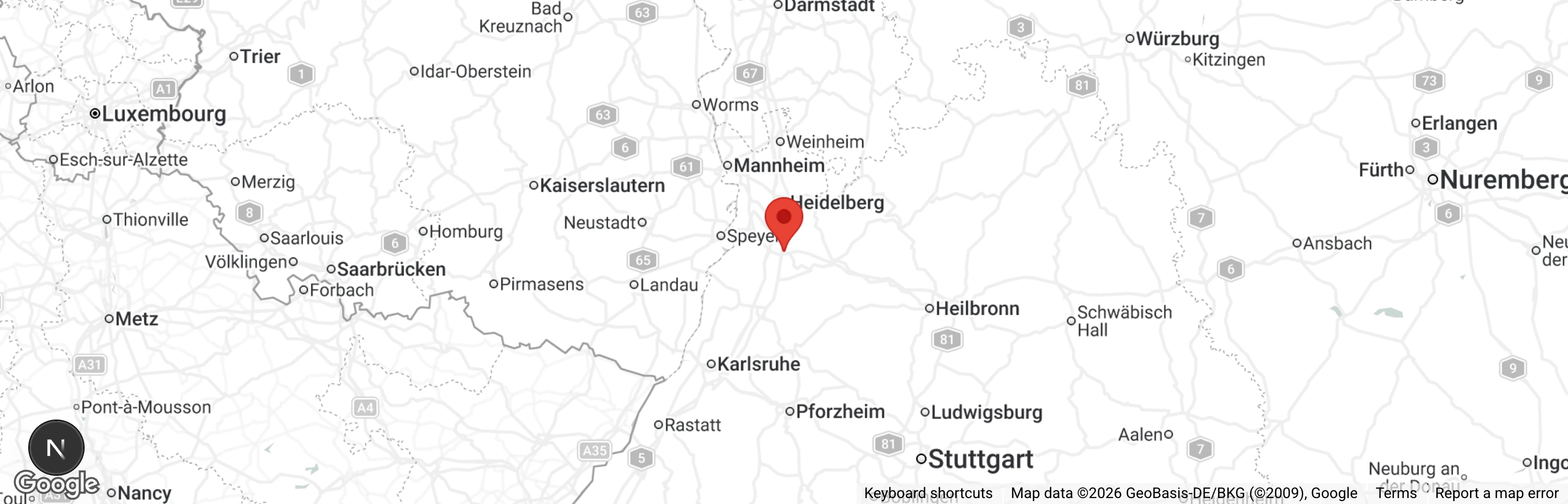Map showing location of Tierschutzverein Wiesloch- Walldorf u. U. e.V.