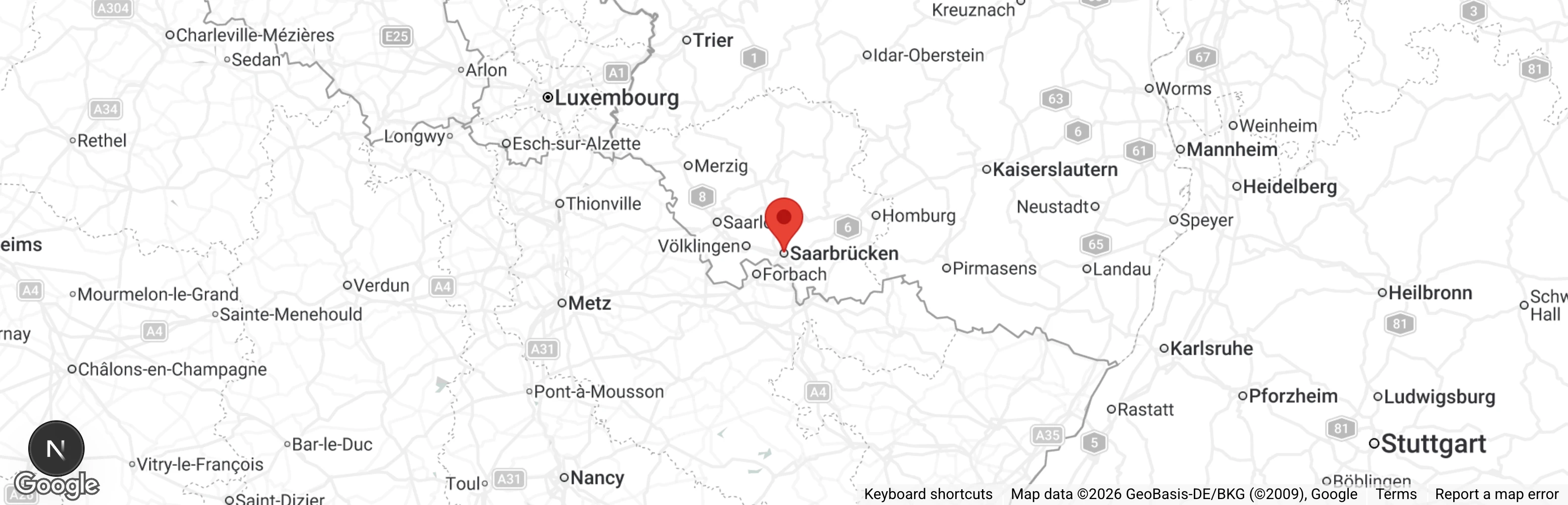 Map showing location of Stadttauben Saarbrücken e.V.