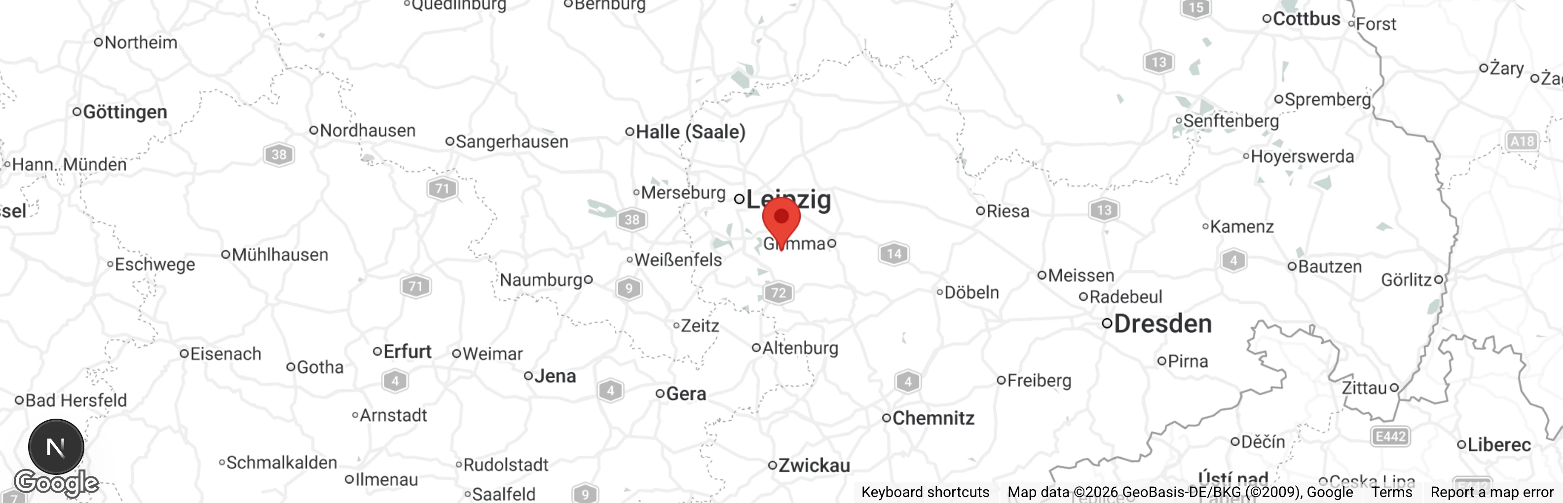 Map showing location of Tierschutzverein Leipziger Land e. V.