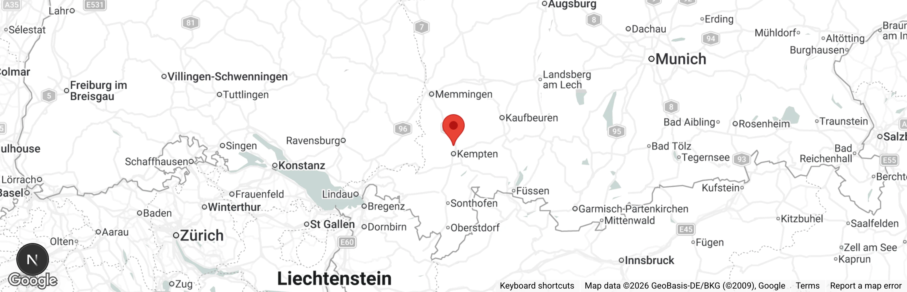 Map showing location of Tierheim Kempten