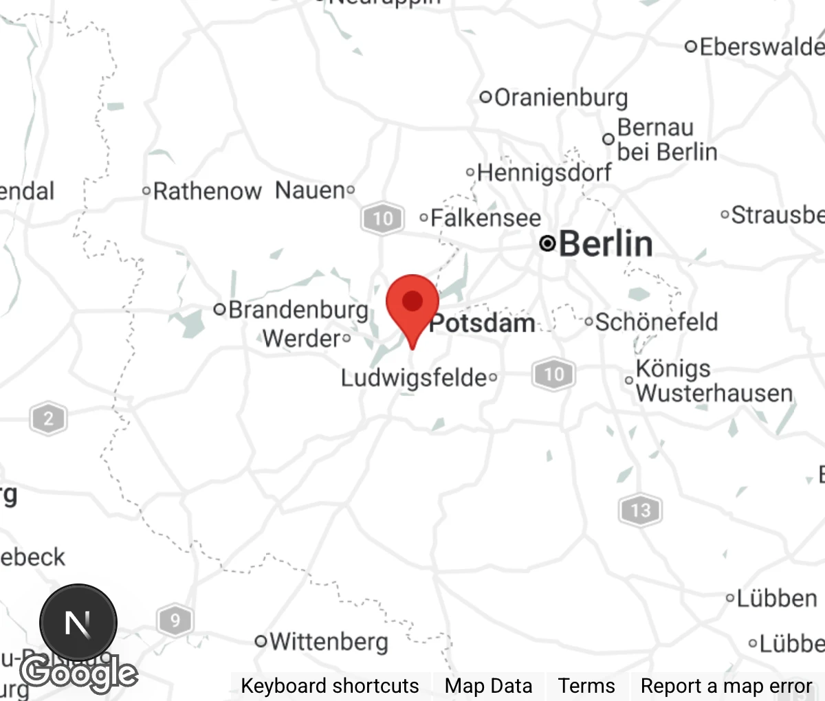Map showing location of Tierschutzverein Potsdam u. U. e.V.